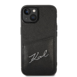 Karl Lagerfeld Signature Logo Cardslot dėklas, skirtas iPhone 14 Plus - juodas