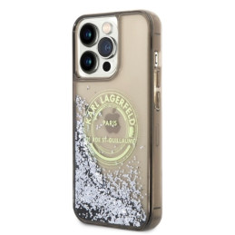 Karl Lagerfeld Liquid Glitter RSG dėklas iPhone 14 Pro Max - juodas