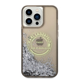 Karl Lagerfeld Liquid Glitter RSG dėklas iPhone 14 Pro Max - juodas