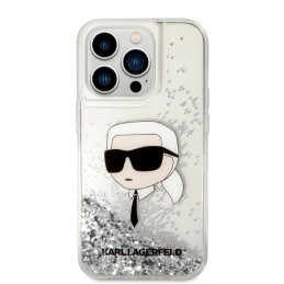 Karl Lagerfeld Glitter Karl& 39 s Head dėklas, skirtas iPhone 14 Pro Max – sidabrinis