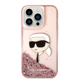 Karl Lagerfeld Glitter Karl& 39 s Head dėklas, skirtas iPhone 14 Pro Max - rožinis