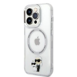 Karl Lagerfeld Iconic Karl&Choupette MagSafe dėklas, skirtas iPhone 14 Pro - skaidrus