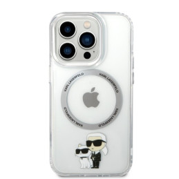 Karl Lagerfeld Iconic Karl&Choupette MagSafe dėklas, skirtas iPhone 14 Pro - skaidrus