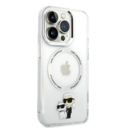 Karl Lagerfeld Iconic Karl&Choupette MagSafe dėklas, skirtas iPhone 14 Pro - skaidrus