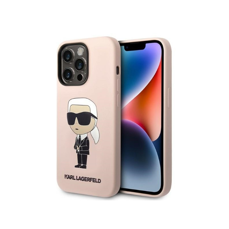 Karl Lagerfeld Silicone Ikonik MagSafe dėklas iPhone 14 Pro - rožinis