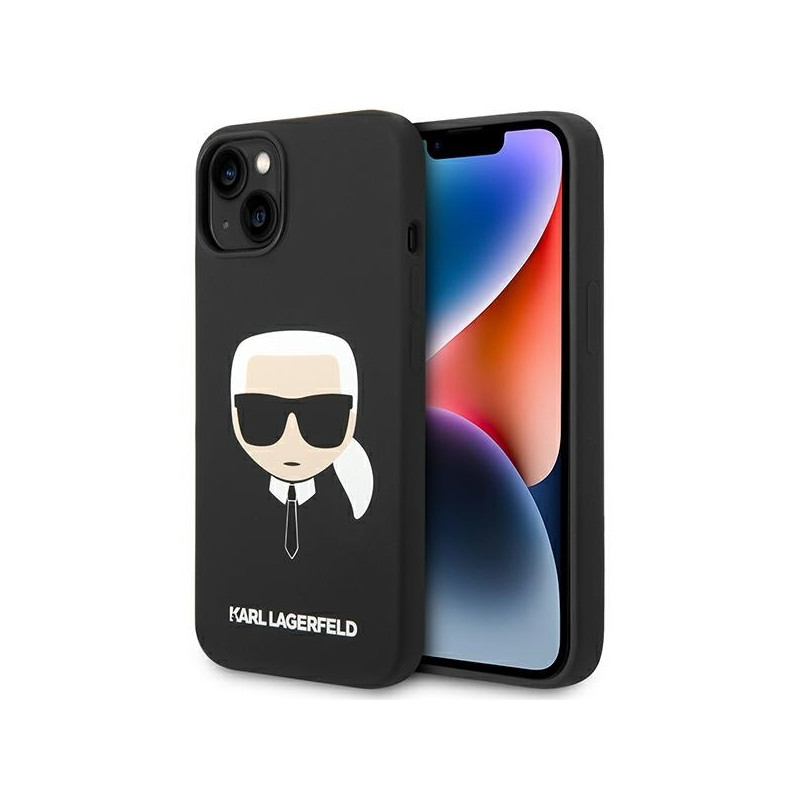 Karl Lagerfeld Silikoninis Karl& 39 s Head MagSafe dėklas iPhone 14 Plus - juodas