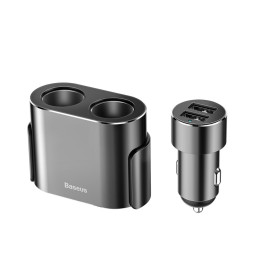 Baseus CRDYQ-01 skirstytuvas 2x cigarečių degiklio lizdas 80W 2x USB-A 3.1A - juodas