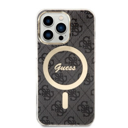 Guess 4G Print MagSafe dėklas, skirtas iPhone 13 Pro Max + indukcinis įkroviklis - juodas