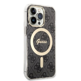 Guess 4G Print MagSafe dėklas, skirtas iPhone 13 Pro Max + indukcinis įkroviklis - juodas