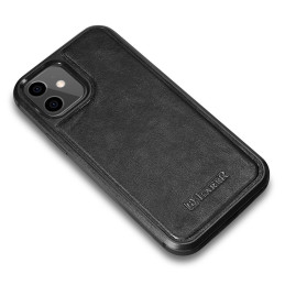 iCarer Leather Oil Wax dėklas, padengtas natūralia oda, skirtas iPhone 12 mini black (ALI1204-BK)