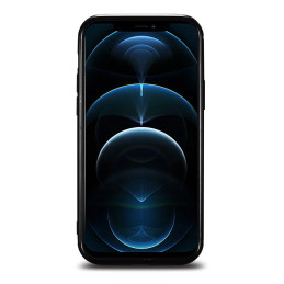 iCarer Leather Oil Wax dėklas, padengtas natūralia oda, skirtas iPhone 12 mini black (ALI1204-BK)