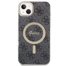 Guess 4G Print MagSafe dėklas skirtas iPhone 14 Plus + indukcinis įkroviklis - juodas