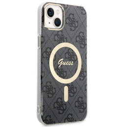 Guess 4G Print MagSafe dėklas skirtas iPhone 14 Plus + indukcinis įkroviklis - juodas