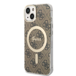 Rinkinys Guess GUBPP14SH4EACSW Case+ Charger iPhone 14 6,1" rudas/ rudas kietas dėklas 4G Print MagSafe