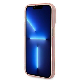 Guess Gold Outline permatomas MagSafe dėklas, skirtas iPhone 14 Pro – rožinis