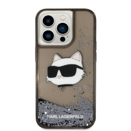 Karl Lagerfeld Glitter Choupette Head dėklas iPhone 14 Pro - juodas