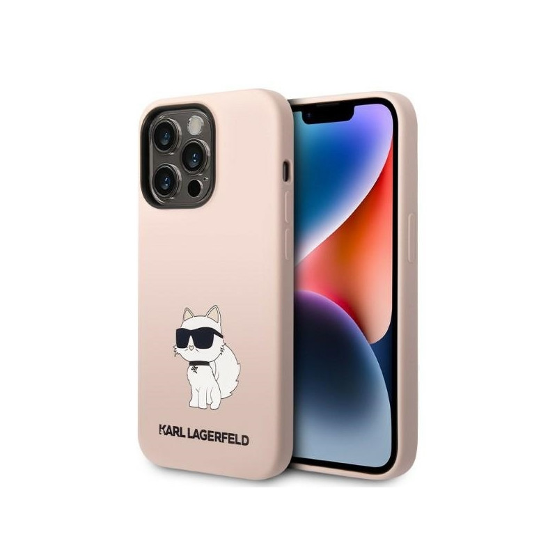 Karl Lagerfeld Silicone Choupette dėklas iPhone 14 Pro - rožinis