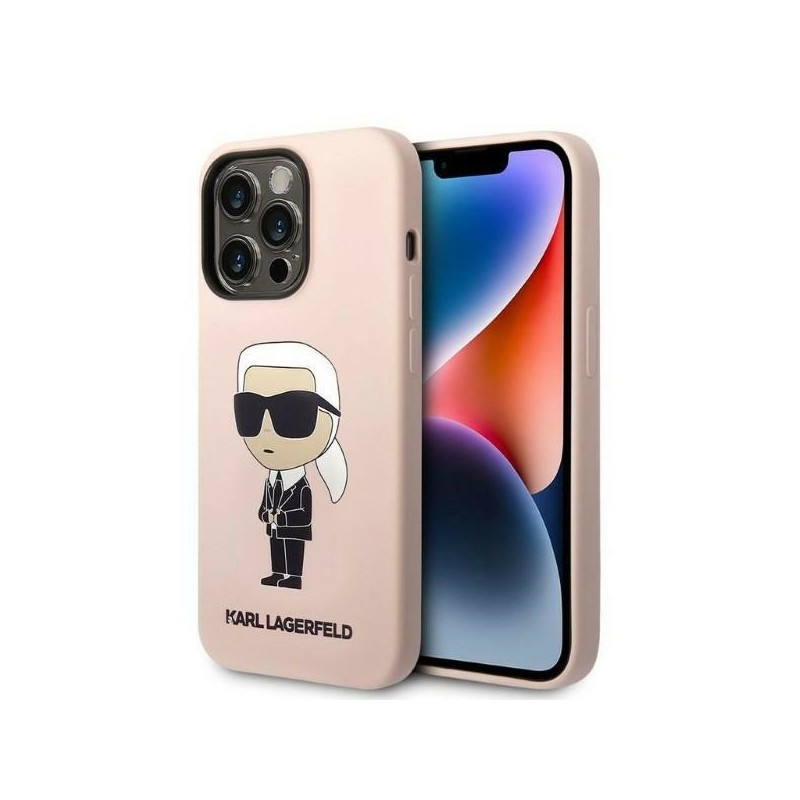 Karl Lagerfeld Silicone Ikonik dėklas iPhone 14 Pro - rožinis
