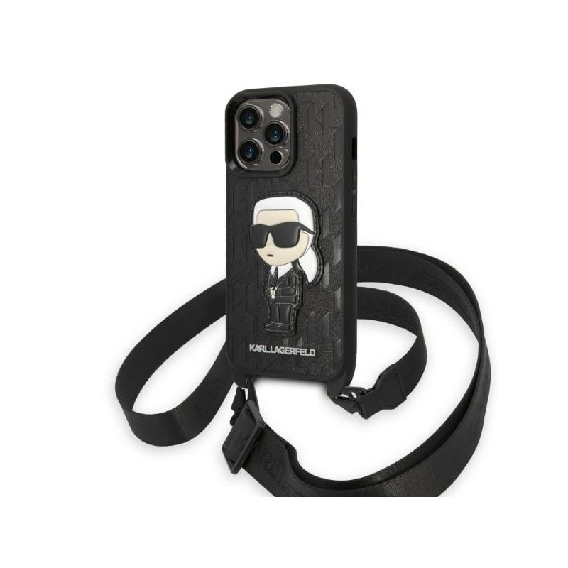 Karl Lagerfeld Monogram Ikonik Patch dėklas iPhone 14 Pro - juodas
