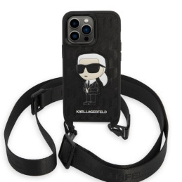 Karl Lagerfeld Monogram Ikonik Patch dėklas iPhone 14 Pro - juodas
