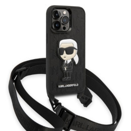 Karl Lagerfeld Monogram Ikonik Patch dėklas iPhone 14 Pro - juodas