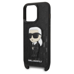 Karl Lagerfeld Monogram Ikonik Patch dėklas iPhone 14 Pro - juodas