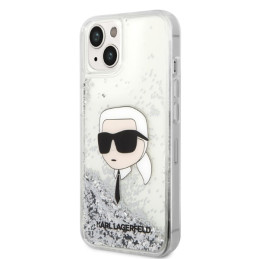 Karl Lagerfeld Glitter Karl& 39 s Head dėklas iPhone 14 Plus - sidabrinis
