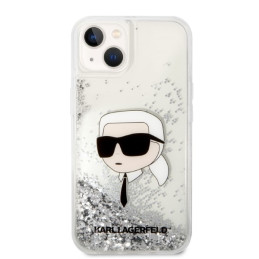 Karl Lagerfeld Glitter Karl& 39 s Head dėklas iPhone 14 Plus - sidabrinis