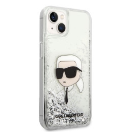 Karl Lagerfeld Glitter Karl& 39 s Head dėklas iPhone 14 Plus - sidabrinis
