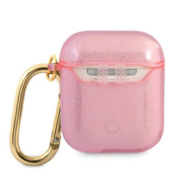 Guess Glitter Collection dėklas, skirtas AirPods 1/ 2 – rožinis