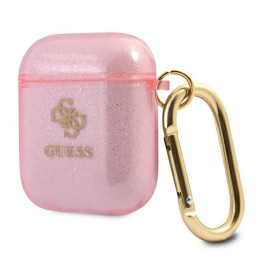 Guess Glitter Collection dėklas, skirtas AirPods 1/ 2 – rožinis