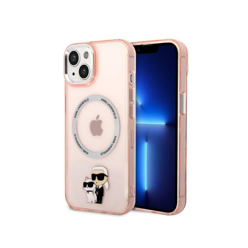 Karl Lagerfeld Iconic Karl&Choupette MagSafe dėklas iPhone 14 Plus - rožinis