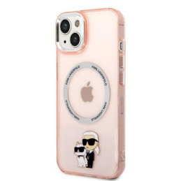 Karl Lagerfeld Iconic Karl&Choupette MagSafe dėklas iPhone 14 Plus - rožinis
