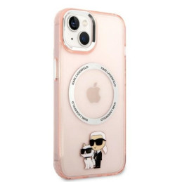 Karl Lagerfeld Iconic Karl&Choupette MagSafe dėklas iPhone 14 Plus - rožinis