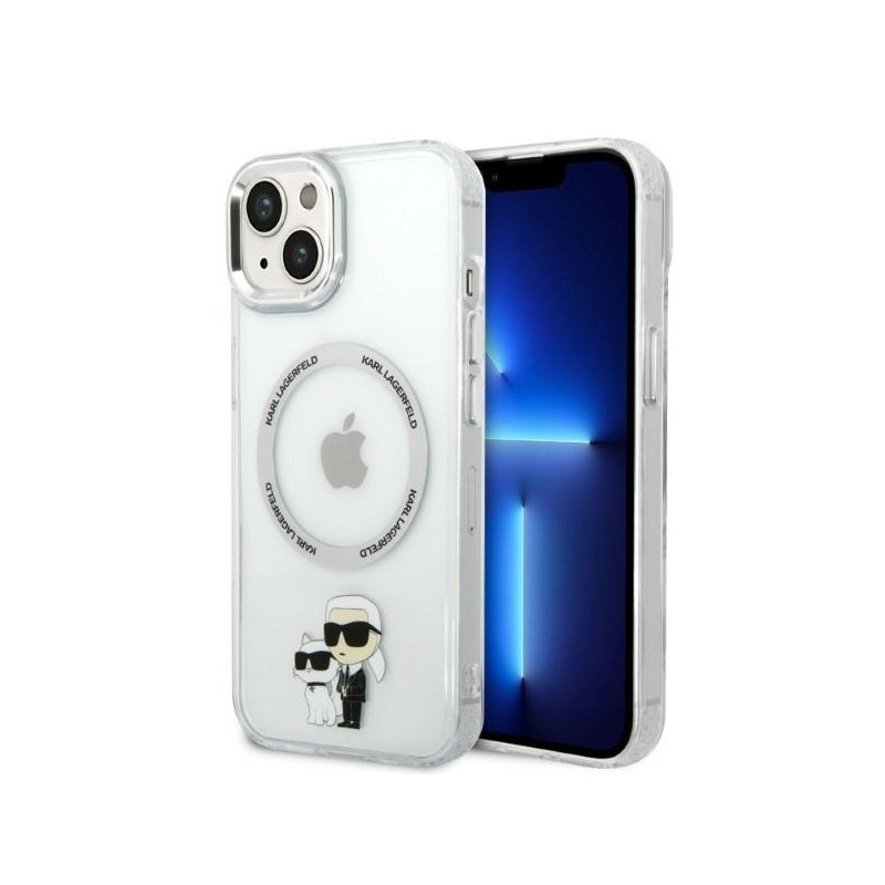Karl Lagerfeld Iconic Karl&Choupette MagSafe dėklas iPhone 14 Plus - skaidrus