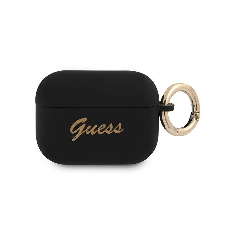 Guess Silicone Vintage Script dėklas, skirtas AirPods Pro – juodas