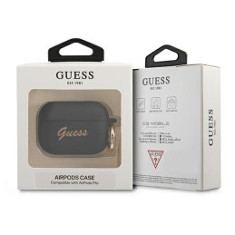 Guess Silicone Vintage Script dėklas, skirtas AirPods Pro – juodas