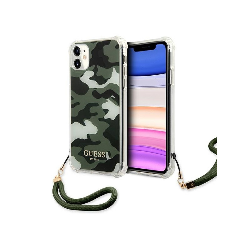 Guess Camo Collection dėklas, skirtas iPhone 11 / Xr - žalias