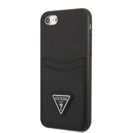 „Guess Saffiano Triangle“ logotipo kortelės lizdo dėklas, skirtas iPhone 7 / 8 / SE 2020 / SE 2022 – juodas