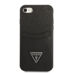 „Guess Saffiano Triangle“ logotipo kortelės lizdo dėklas, skirtas iPhone 7 / 8 / SE 2020 / SE 2022 – juodas