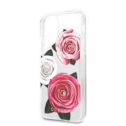 Guess Flower Desire Pink & White Rose dėklas, skirtas iPhone 11 Pro - skaidrus