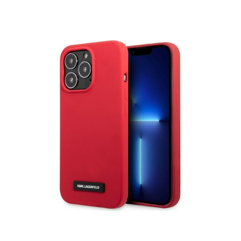 Karl Lagerfeld Silicone Plaque dėklas, skirtas iPhone 13 Pro / iPhone 13 - raudonas