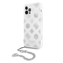 Guess Peony Chain Collection dėklas iPhone 12 Pro Max - sidabrinis