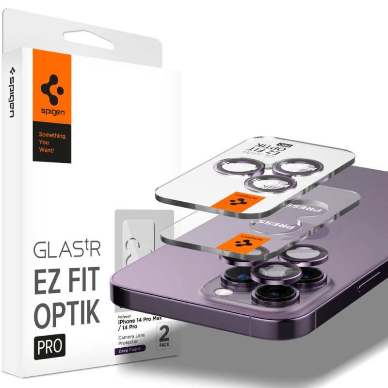 Spigen Glas.tR EZ Fit Optik Camera Protector iPhone 14 Pro / 14 Pro Max - violetinė 2 vnt.