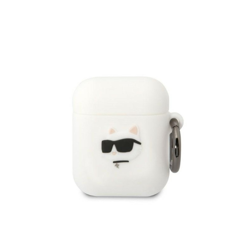 Karl Lagerfeld Silicone Choupette Head 3D dėklas, skirtas AirPods 1/ 2 - baltas