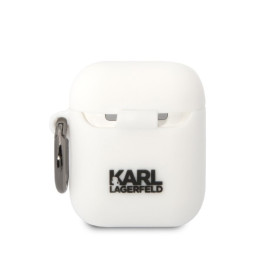 Karl Lagerfeld Silicone Choupette Head 3D dėklas, skirtas AirPods 1/ 2 - baltas