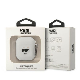 Karl Lagerfeld Silicone Choupette Head 3D dėklas, skirtas AirPods 1/ 2 - baltas