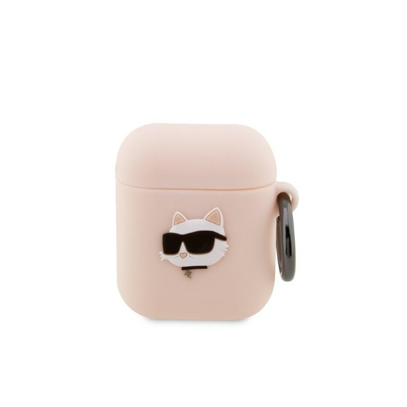 Karl Lagerfeld Silicone Choupette Head 3D dėklas, skirtas AirPods 1/ 2 – rožinis