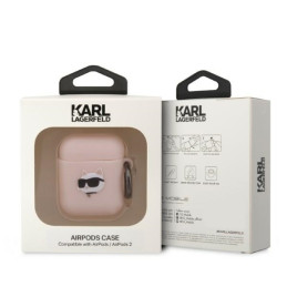Karl Lagerfeld Silicone Choupette Head 3D dėklas, skirtas AirPods 1/ 2 – rožinis