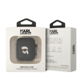 Karl Lagerfeld Silicone Karl Head 3D dėklas, skirtas AirPods 1/ 2 - juodas
